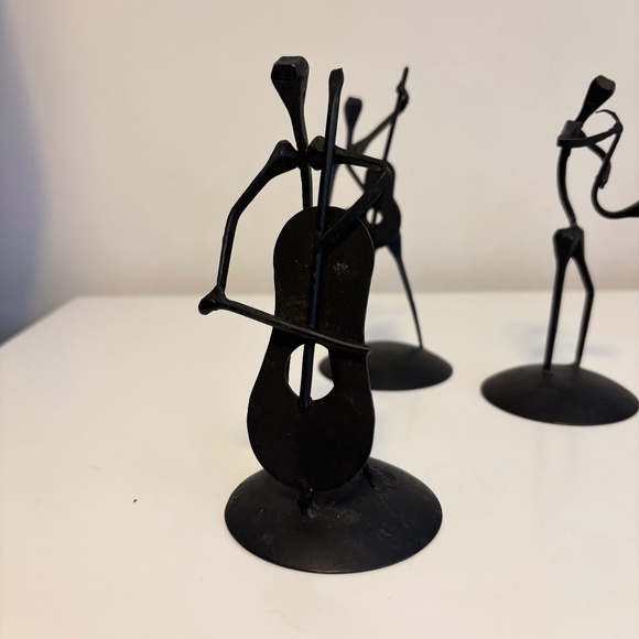 Set of 5 Vintage Spanish Abstract Wrought Iron Figural Musical Sculptures Black - Picture 4 of 8